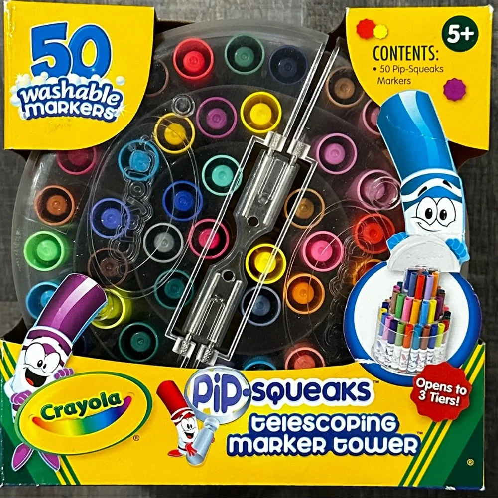 New Crayola Pip Squeaks 50 Marker Set with Telescoping Tower